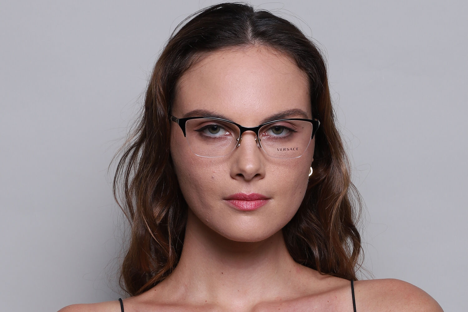 ディーバ シングルヴァージョン Versace VE1218 1342 Cat Eye Black/Gold Eyeglasses