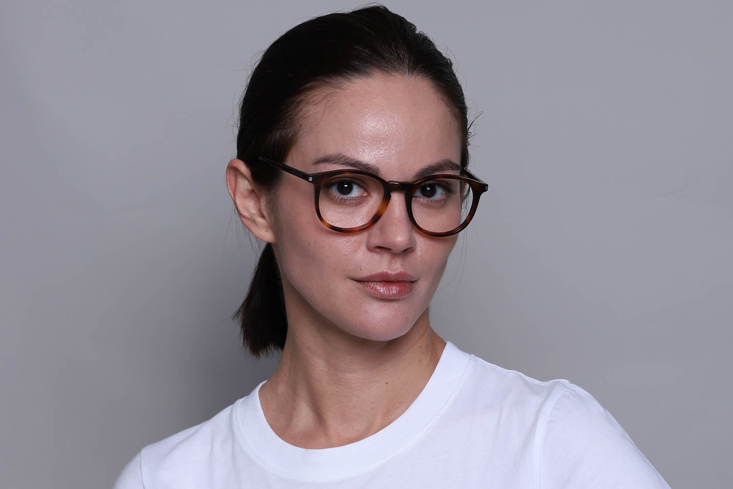 Saint Laurent SL 106 002 Oval Tortoiseshell Eyeglasses