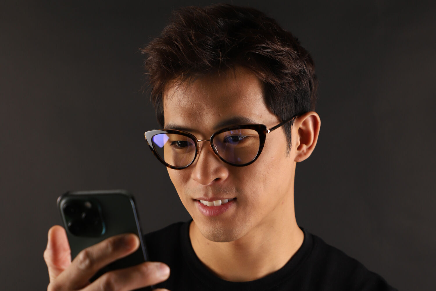 ダーククレンズ Tom Ford FT5583-B 052 Blue-Light Block Square Dark Tortoise