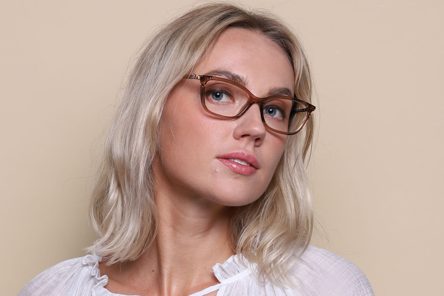 Coach HC6146U 5561 Rectangle Transparent Brown Eyeglasses
