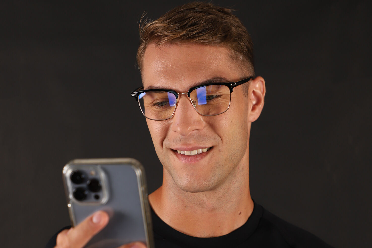 Tom Ford FT5683-B with Clip-On 001 Blue-Light Block Square Shiny