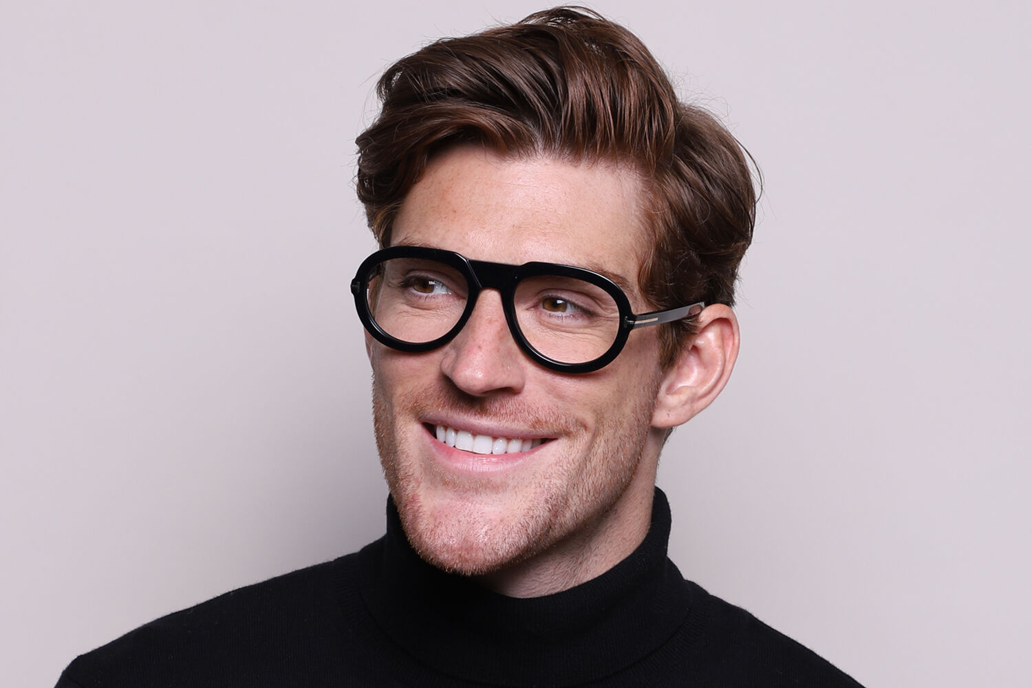 Tom Ford FT5756-B 001 Blue-Light Block Pilot Shiny Black
