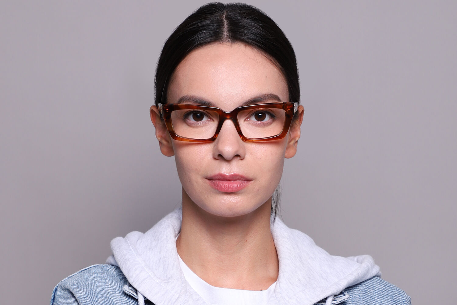Miu Miu MU04XV 11Q1O1 Rectangle Transparent Striped Brown