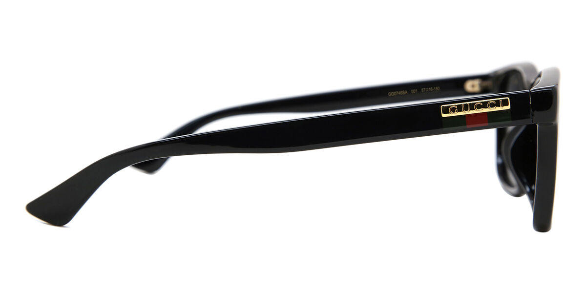 Gucci GG0746SA Asian Fit 001 Square Shiny Black Sunglasses