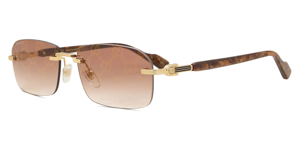 【極美品】GUCCI グッチ サングラス GG1221S リムレス ゴールド Gucci GG1221S 004 Rectangle Gold Sunglasses | SmartBuyGlasses Canada