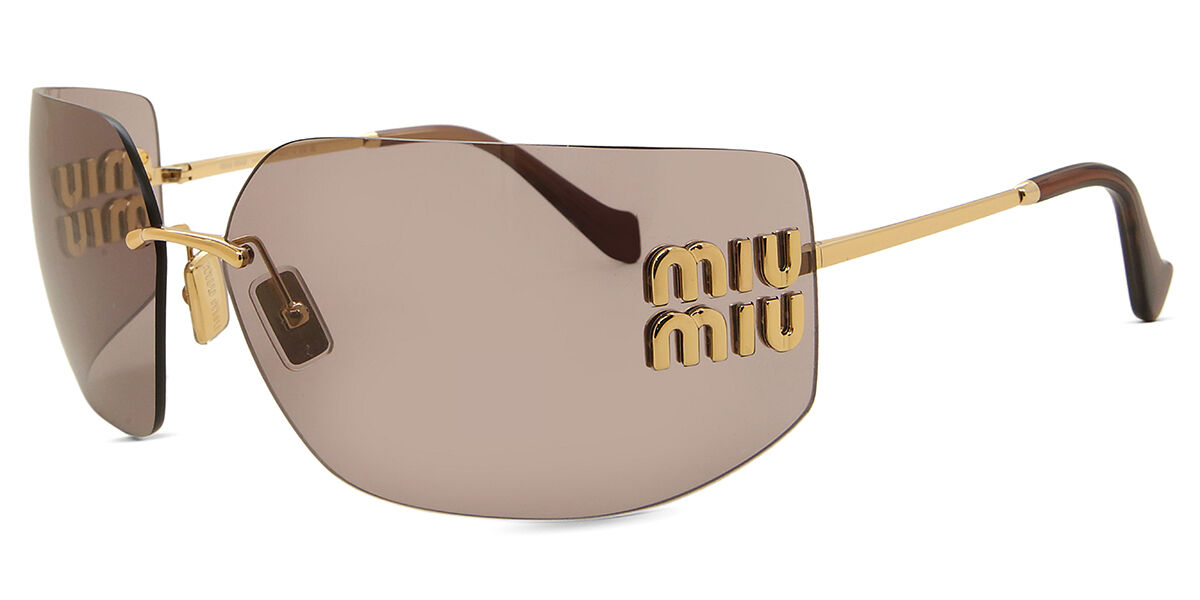 Miu Miu MU54YS 5AK06I Wraparound Gold Sunglasses | SmartBuyGlasses