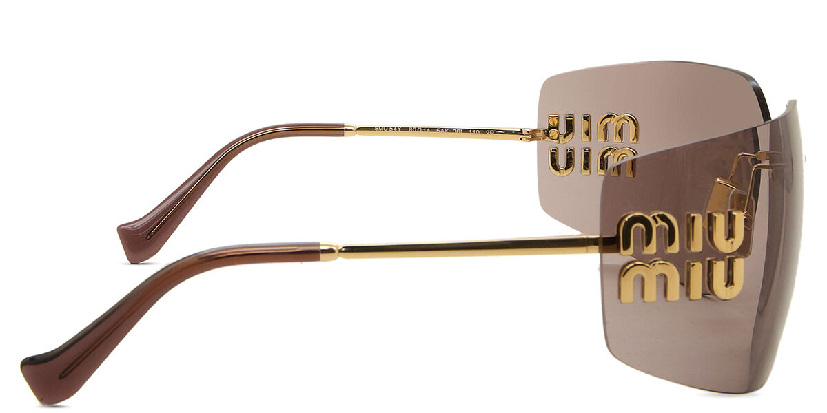 Miu Miu MU54YS 5AK06I Wraparound Gold Sunglasses | SmartBuyGlasses