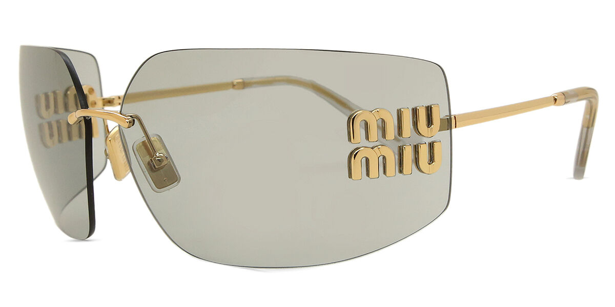miu　4L Miu Miu MU54YS 5AK30B Wraparound Gold Sunglasses | SmartBuyGlasses