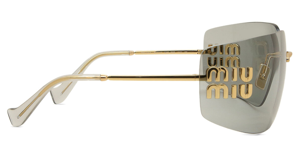 Miu Miu MU54YS 5AK30B Wraparound Gold Sunglasses | SmartBuyGlasses