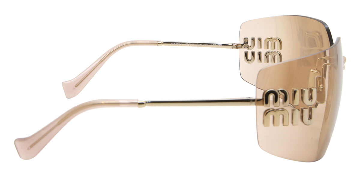 Miu Miu MU54YS ZVN20F Wraparound Pale Gold Sunglasses