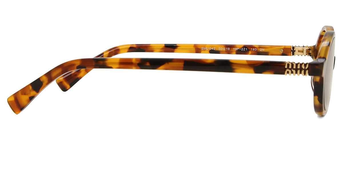 Miu Miu MU04ZS 19P2Z1 Oval Light Brown Tortoise Sunglasses