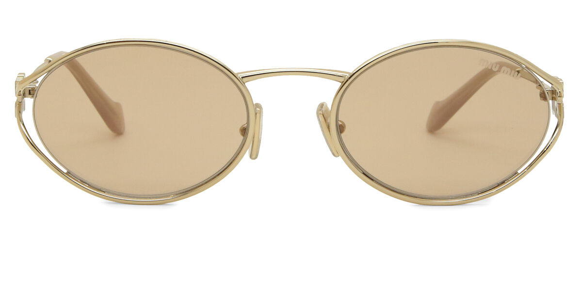 Miu Miu MU52YS ZVN20F Oval Pale Gold Sunglasses | SmartBuyGlasses