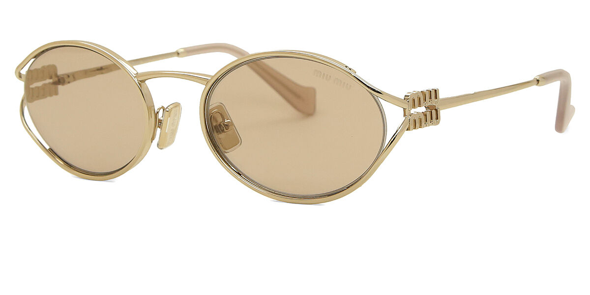 Miu Miu MU52YS ZVN20F Oval Pale Gold Sunglasses | SmartBuyGlasses