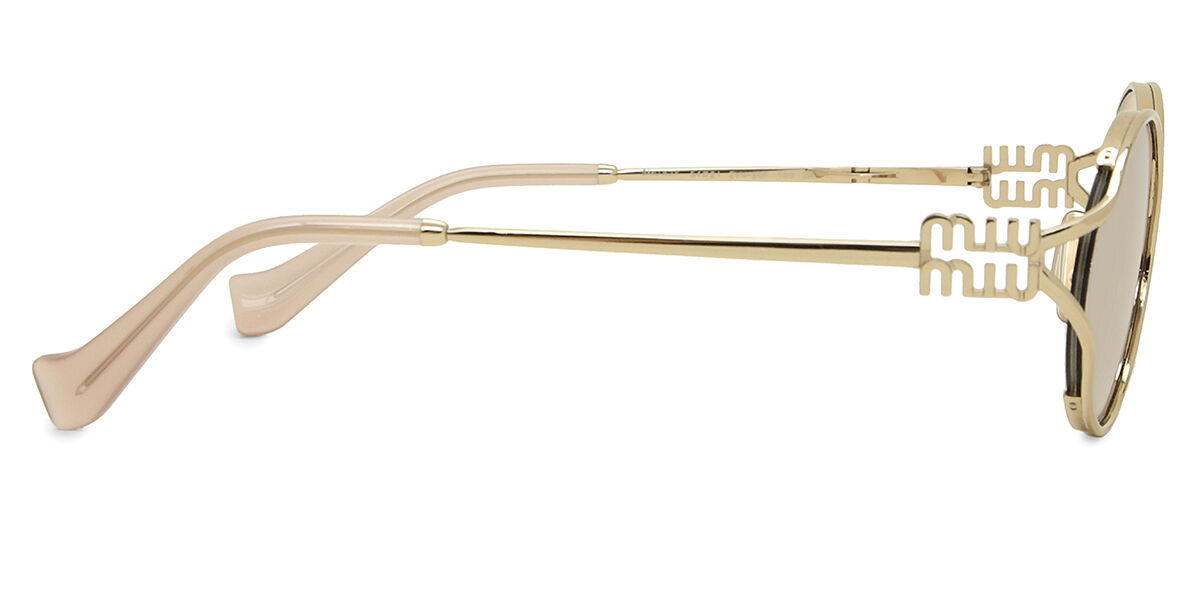 Miu Miu MU52YS ZVN20F Oval Pale Gold Sunglasses | SmartBuyGlasses