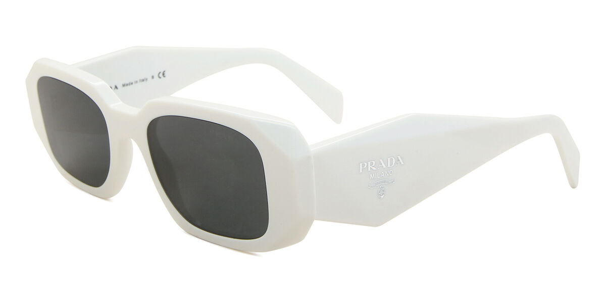 Prada PR 17WS Symbole 1425S0 Rectangle Talc White Sunglasses