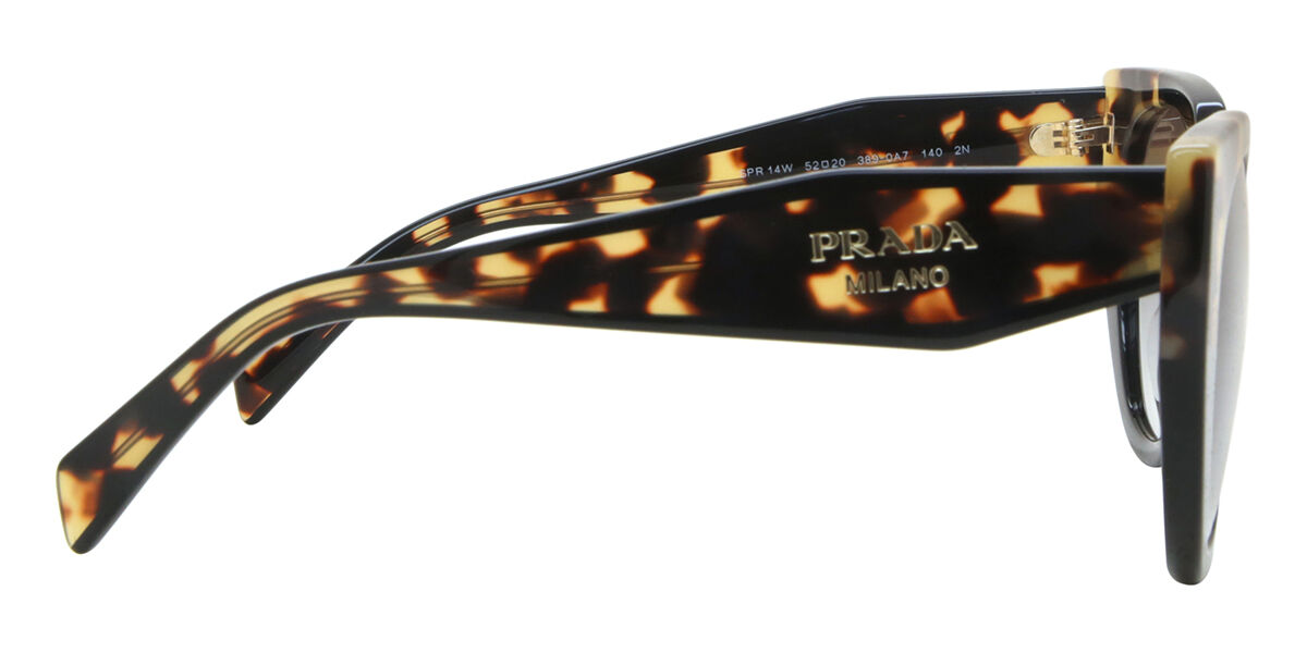 Prada PR 14WS 3890A7 Cat Eye Black Tortoise Sunglasses