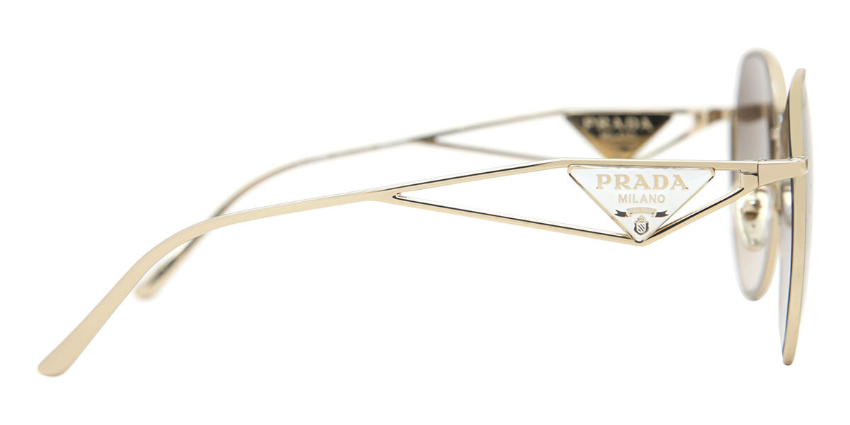 【極美品】PRADA サングラス 三角ロゴ SPR57Y 57□18 ケース付き Prada PR 57YS ZVN3D0 Geometric Pale Gold Sunglasses