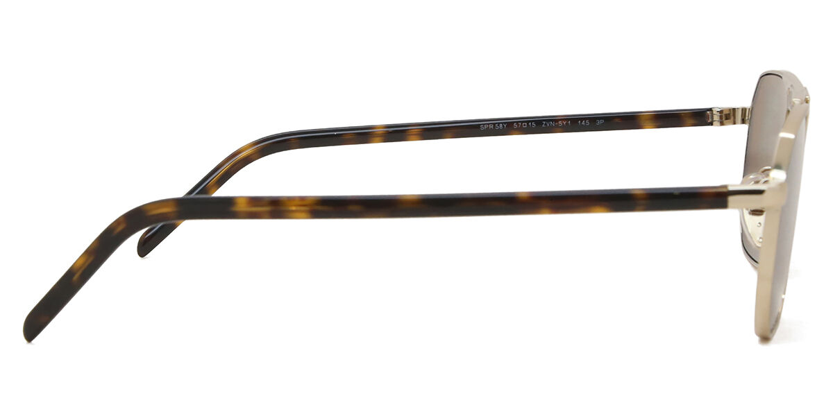 Prada PR 58YS Polarized ZVN5Y1 Pilot Pale Gold Sunglasses