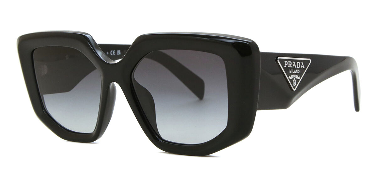 Prada PR 14ZSF Asian Fit 1AB09S Geometric Black Sunglasses