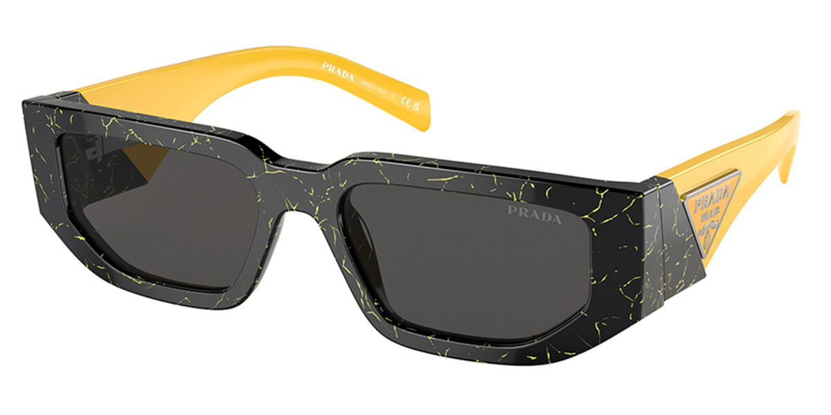 Prada PR 09ZSF Asian Fit 19D5S0 Rectangle Black Yellow Marble