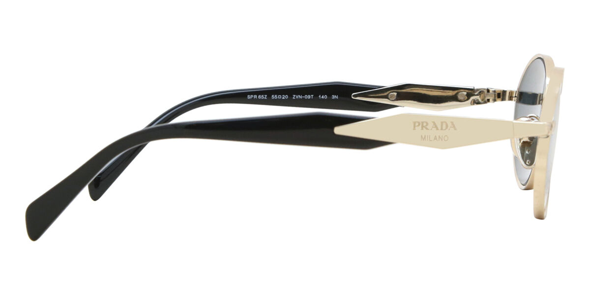 Prada PR 65ZS ZVN09T Oval Pale Gold Sunglasses | SmartBuyGlasses