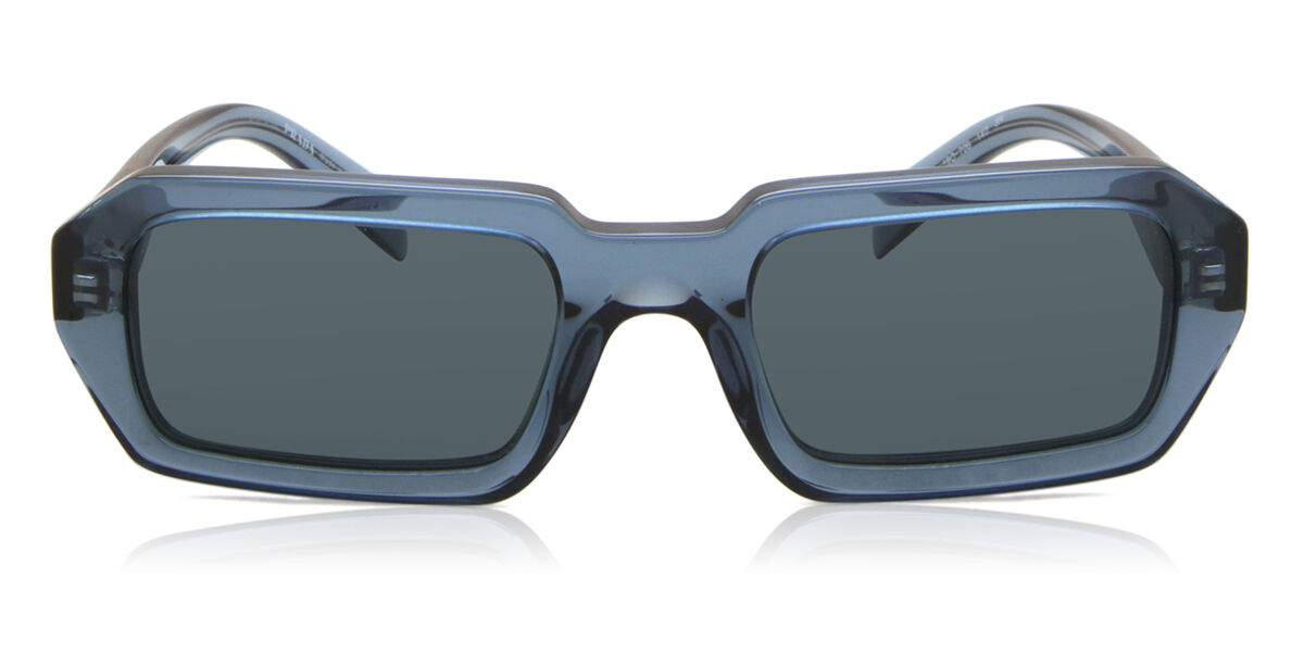 Prada PR A12S 19O70B Rectangle Transparent Blue Sunglasses