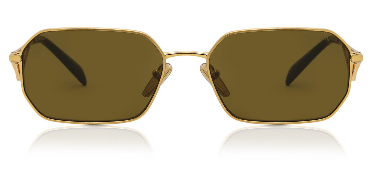 Prada PR A51S 15N01T Geometric Matte Gold Sunglasses