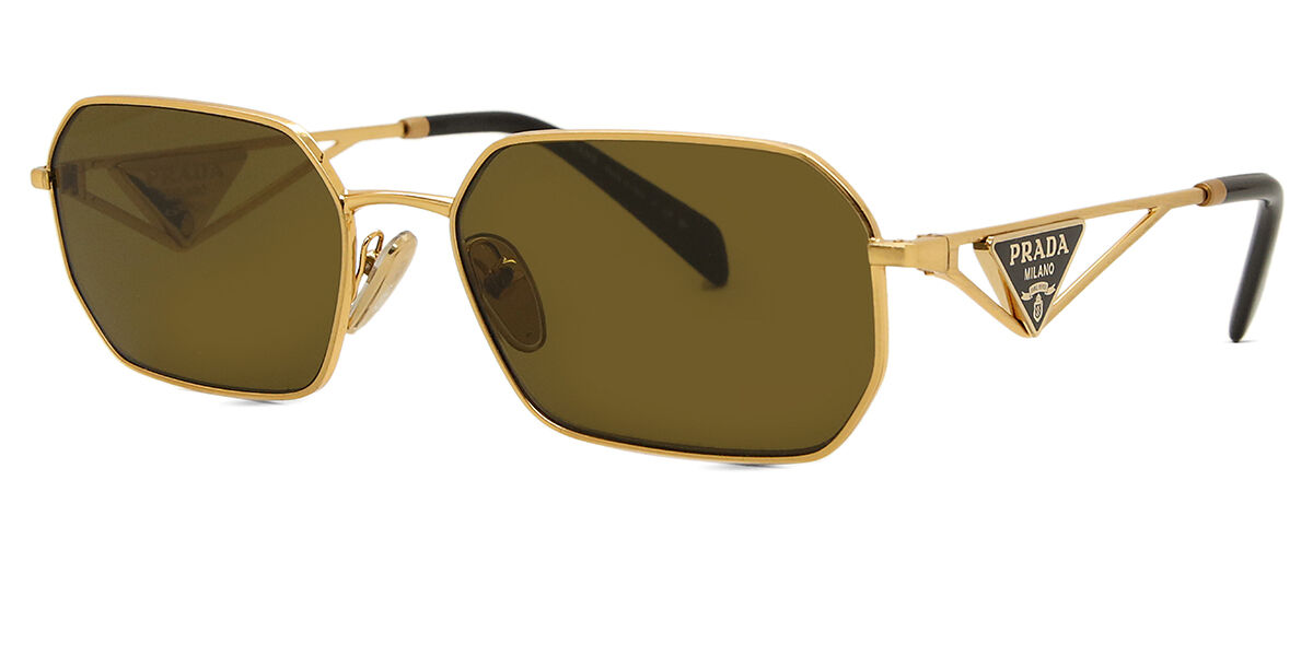 Prada PR A51S 15N01T Geometric Matte Gold Sunglasses