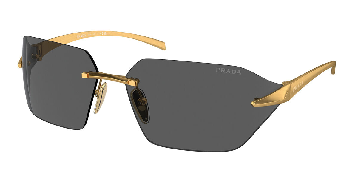 Prada PR A56S 15N5S0 Geometric Satin Yellow Gold Sunglasses