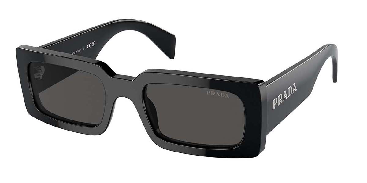 Prada PR A07SF Asian Fit 1AB5S0 Rectangle Black Sunglasses