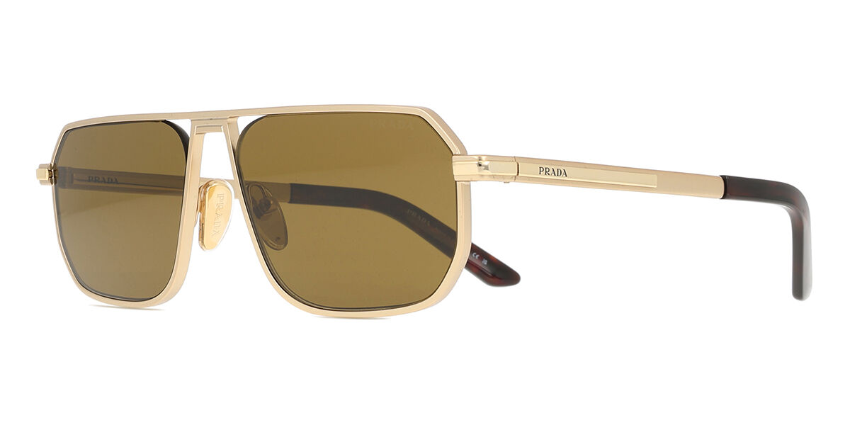 Prada PR A53S 1BK01T Square Matte Gold Sunglasses