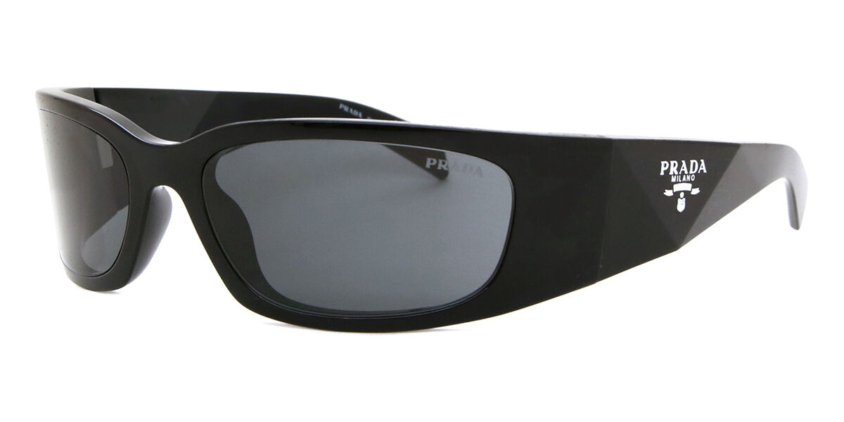 Prada PR A19S 1AB5S0 Wraparound Black Sunglasses | SmartBuyGlasses