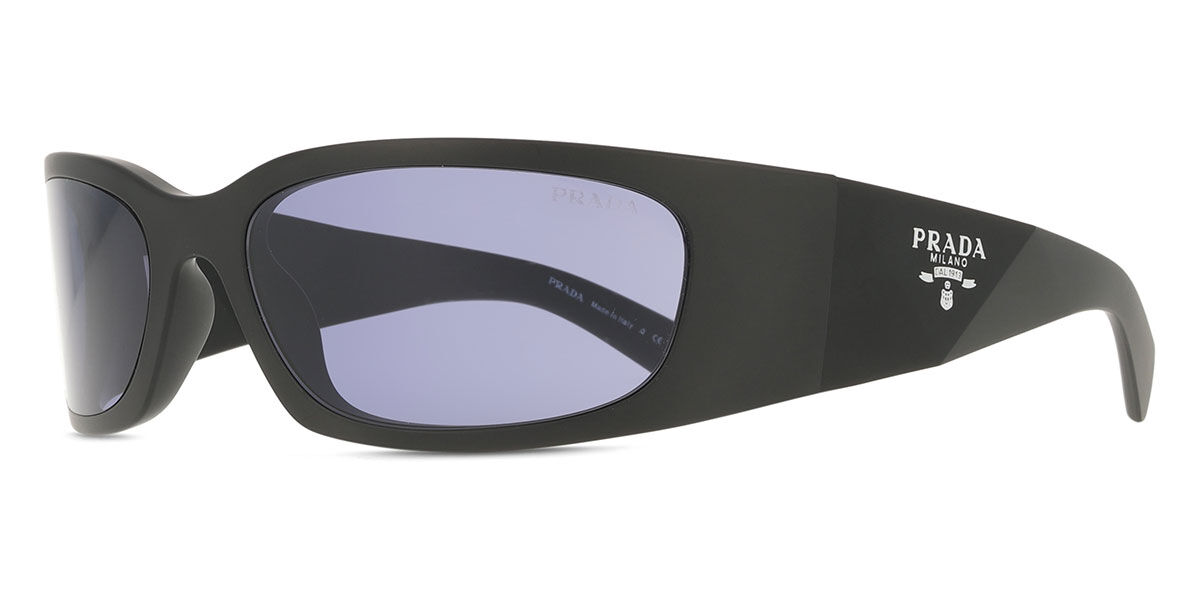 Prada PR A19S 1BO40G Wraparound Matte Black Sunglasses