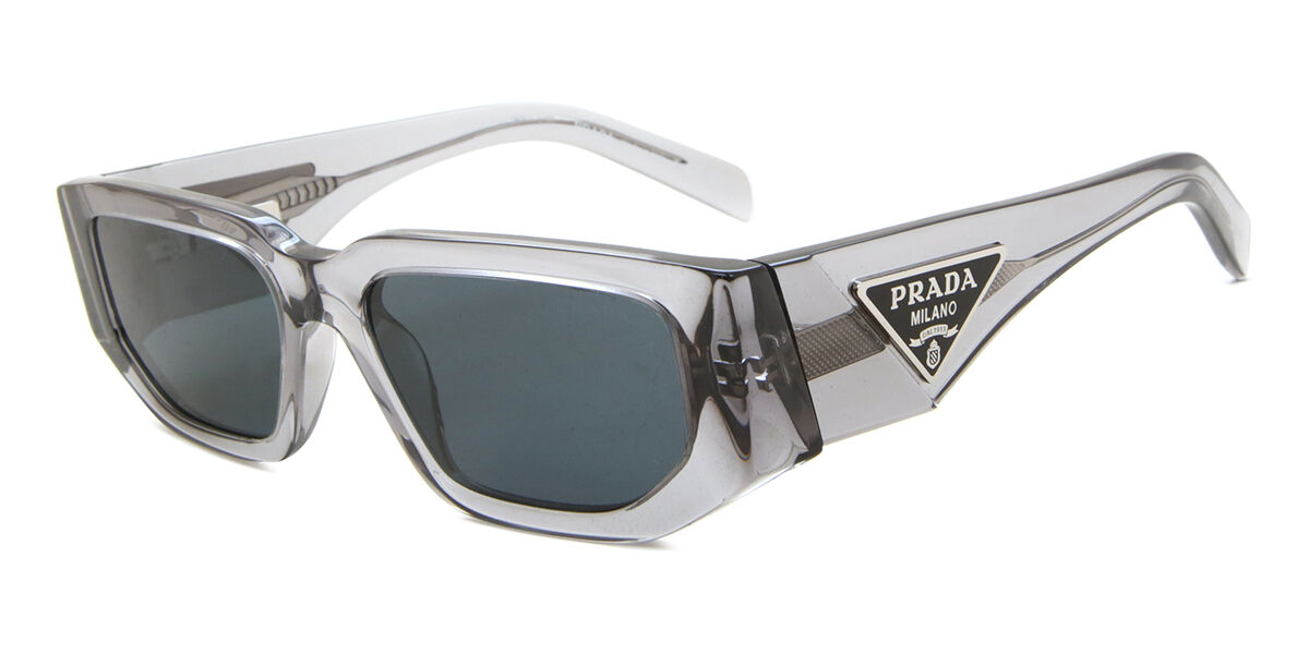 Prada PR 09ZS 18S09T Rectangle Transparent Asphalt Grey Sunglasses
