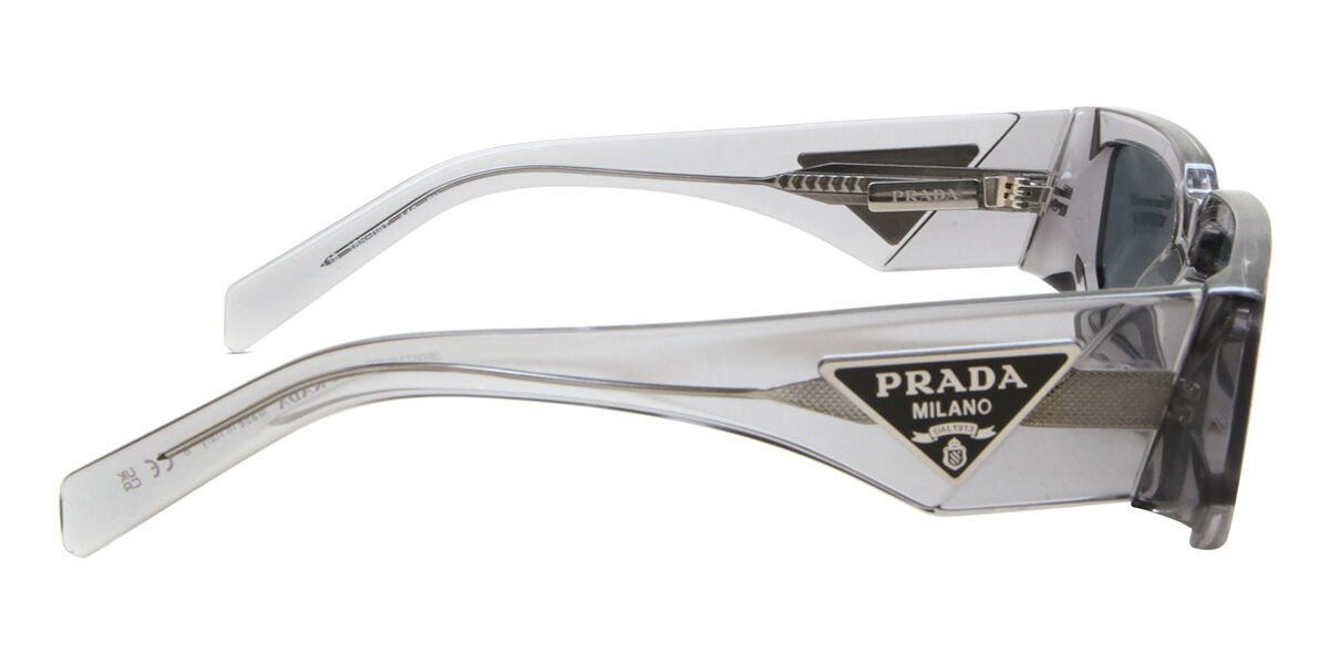 Prada PR 09ZS 18S09T Rectangle Transparent Asphalt Grey Sunglasses