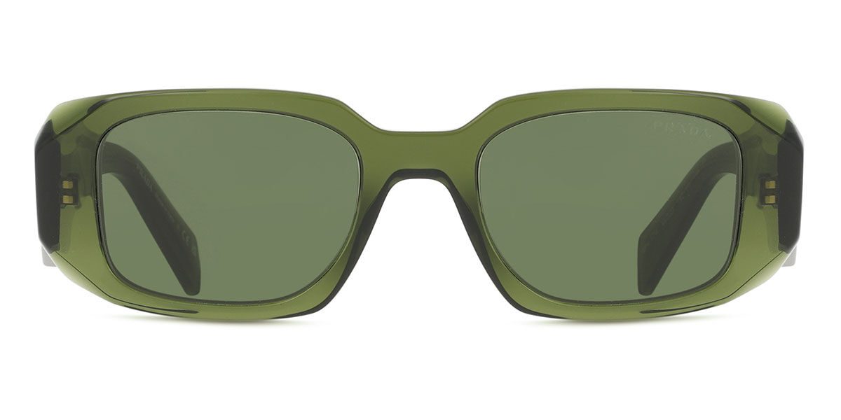 Prada PR 17WS 19Z1I0 Rectangle Transparent Bottle Green Sunglasses