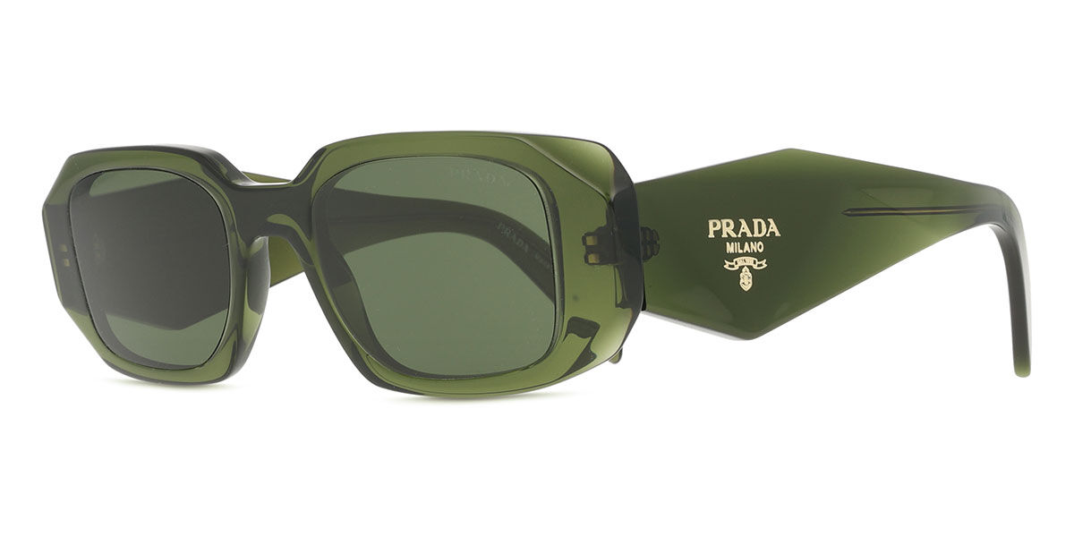 Prada PR 17WS 19Z1I0 Rectangle Transparent Bottle Green Sunglasses