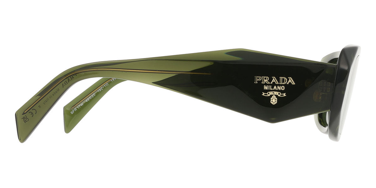 Prada PR 17WS 19Z1I0 Rectangle Transparent Bottle Green Sunglasses