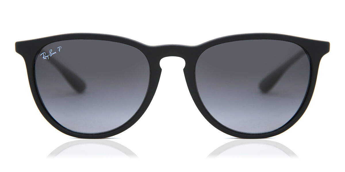 Ray-Ban RB4171 Erika Polarized 622/T3 Oval Black Rubber Sunglasses