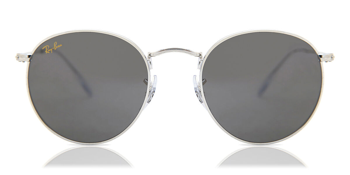 Ray-Ban RB3447 Round Metal 9198B1 Round Silver Sunglasses