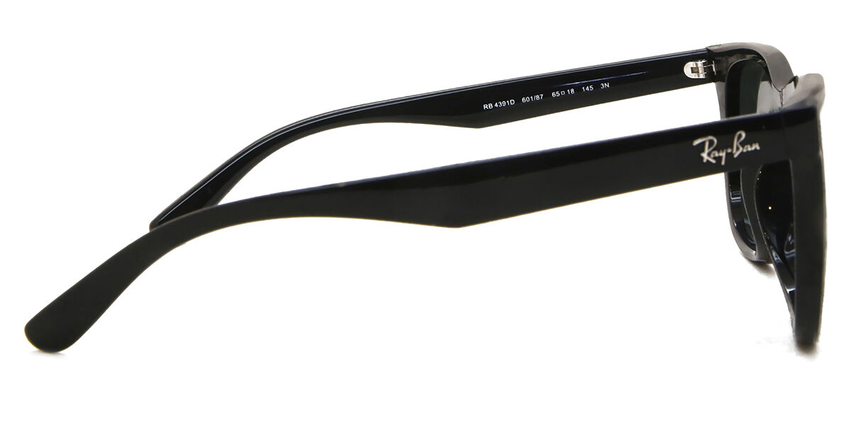 Ray-Ban RB4391D Asian Fit 601/87 Square Shiny Black Sunglasses