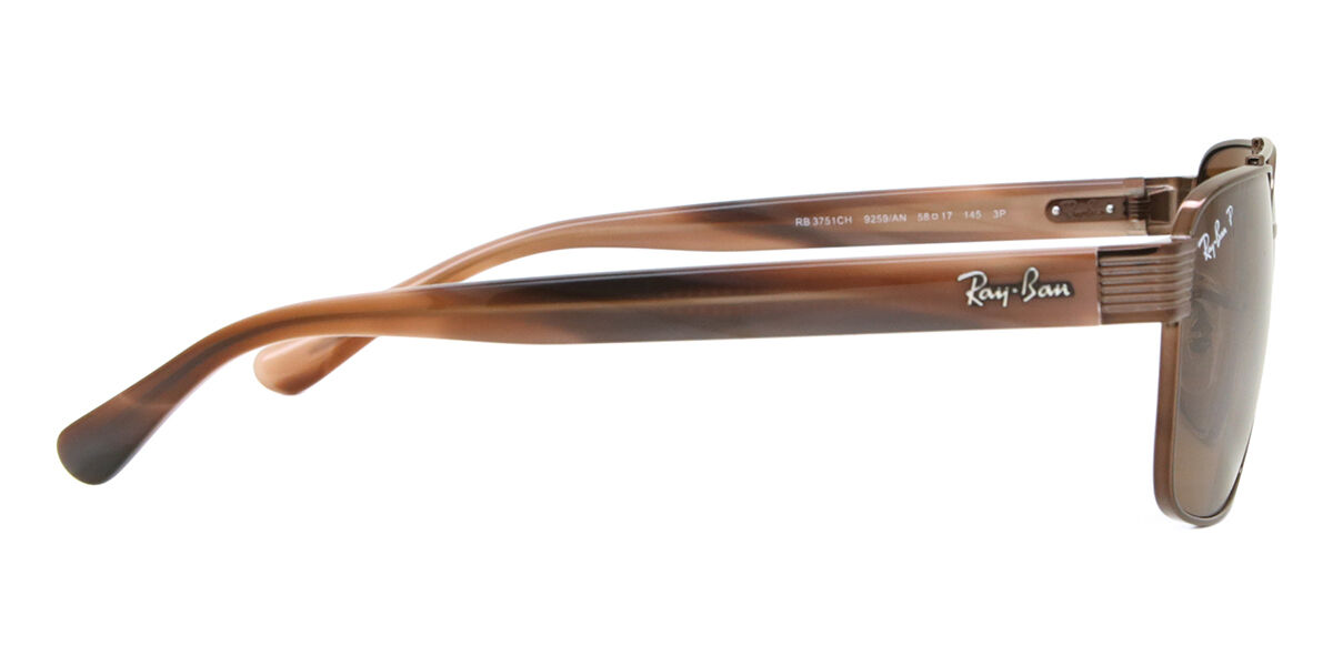 Ray-Ban RB3751Ch Polarized 9259AN Aviator Copper Brown Sunglasses