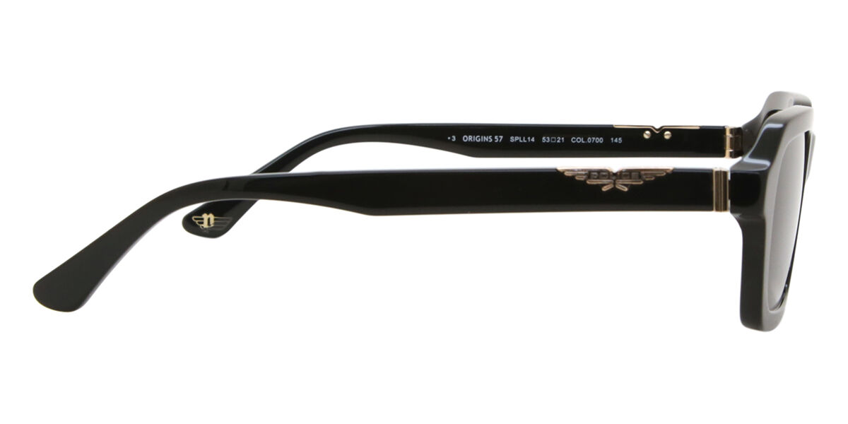 Police SPLL14 ORIGINS 57 0700 Square Shiny Black Sunglasses