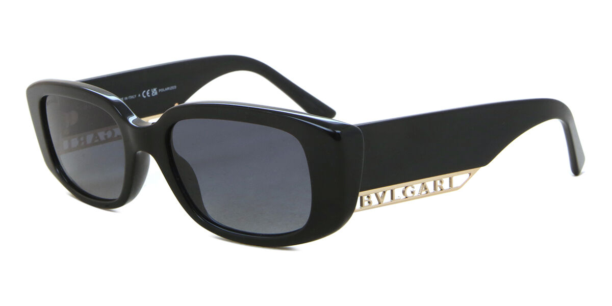 Bvlgari BV8259 Polarized 501/T3 Rectangle Black Sunglasses