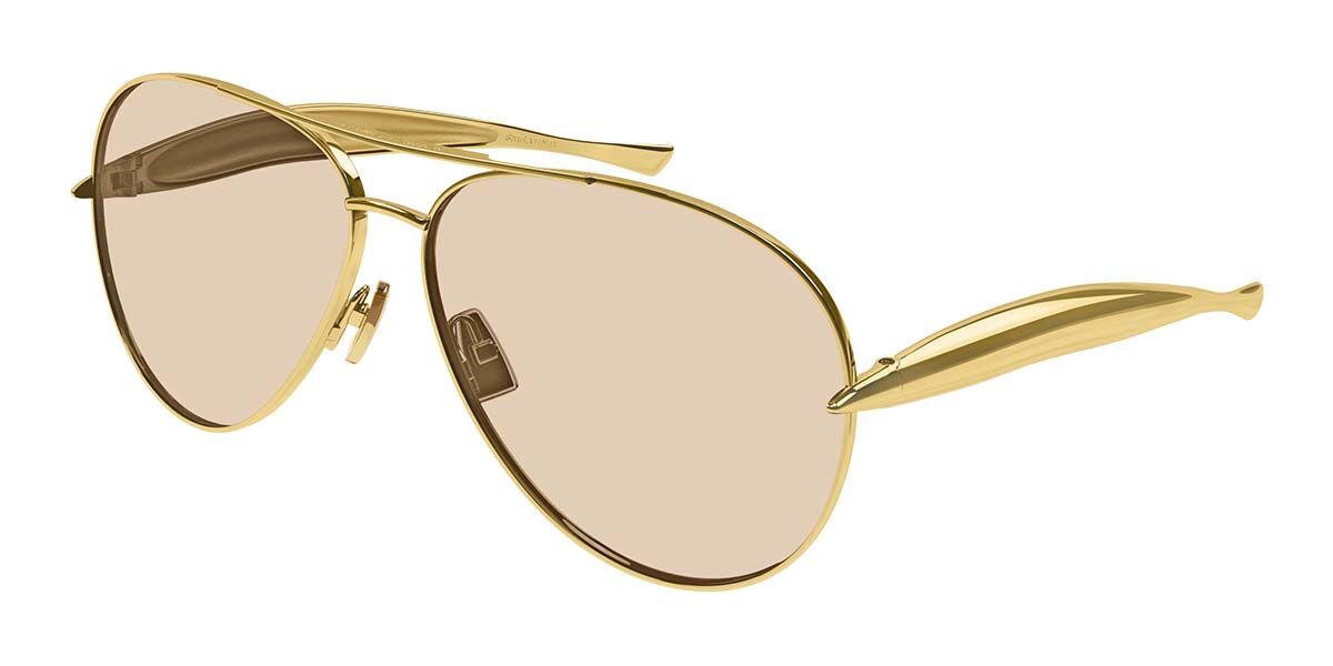 Bottega Veneta BV1305S 002 Pilot Gold Sunglasses | SmartBuyGlasses