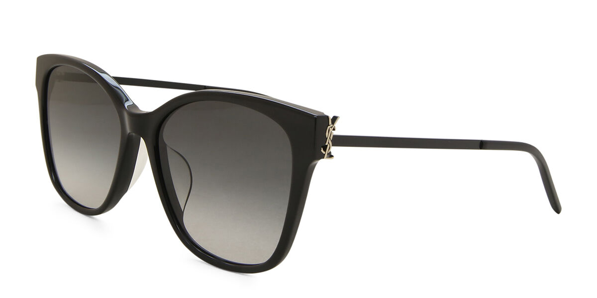 【美品】SAINT LAURENT サングラスSL M48S B/K ブラック Saint Laurent SL M48S/K Asian Fit 002 Square Black Sunglasses