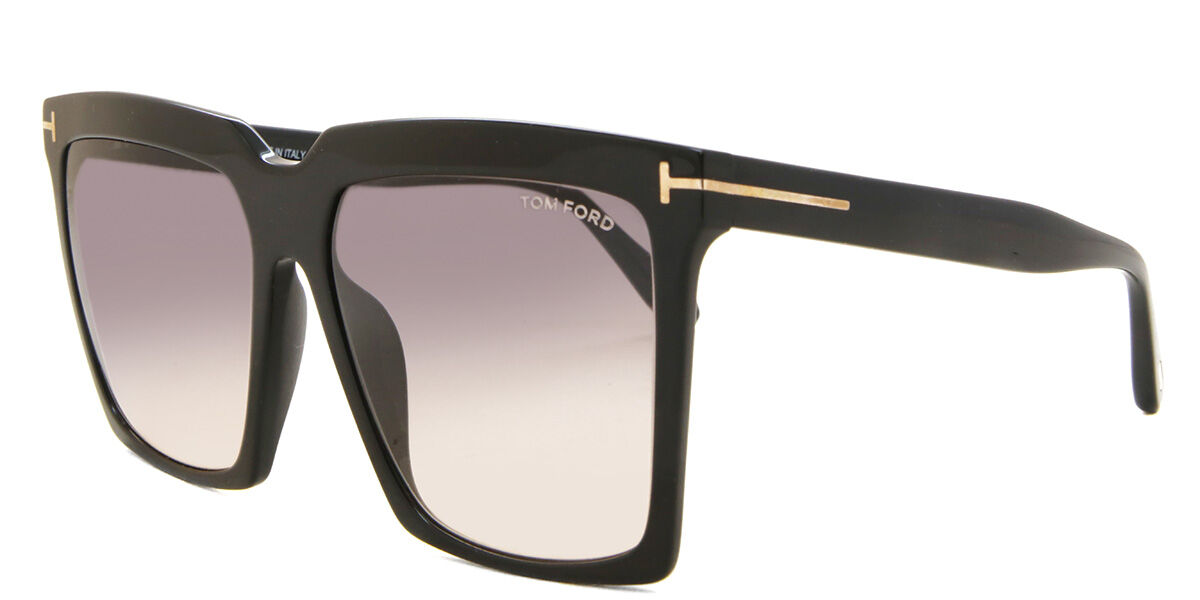 Tom Ford FT0764 SABRINA-02 01B Browline Shiny Black Sunglasses