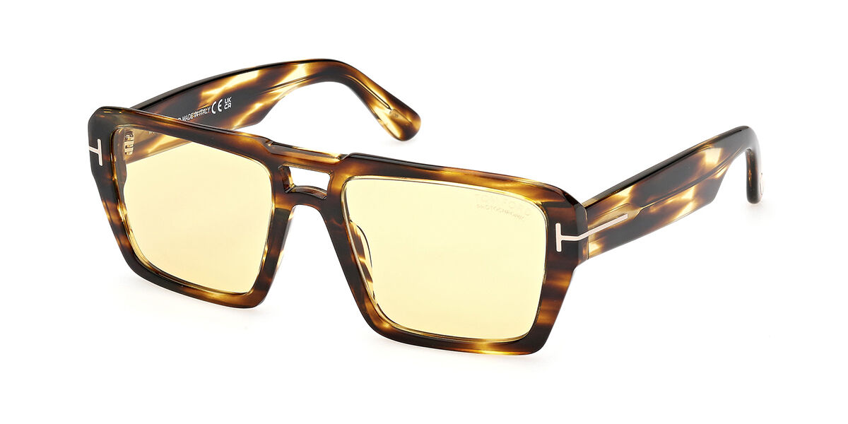 Tom Ford FT1153 REDFORD 55E Pilot Striped Brown Tortoise