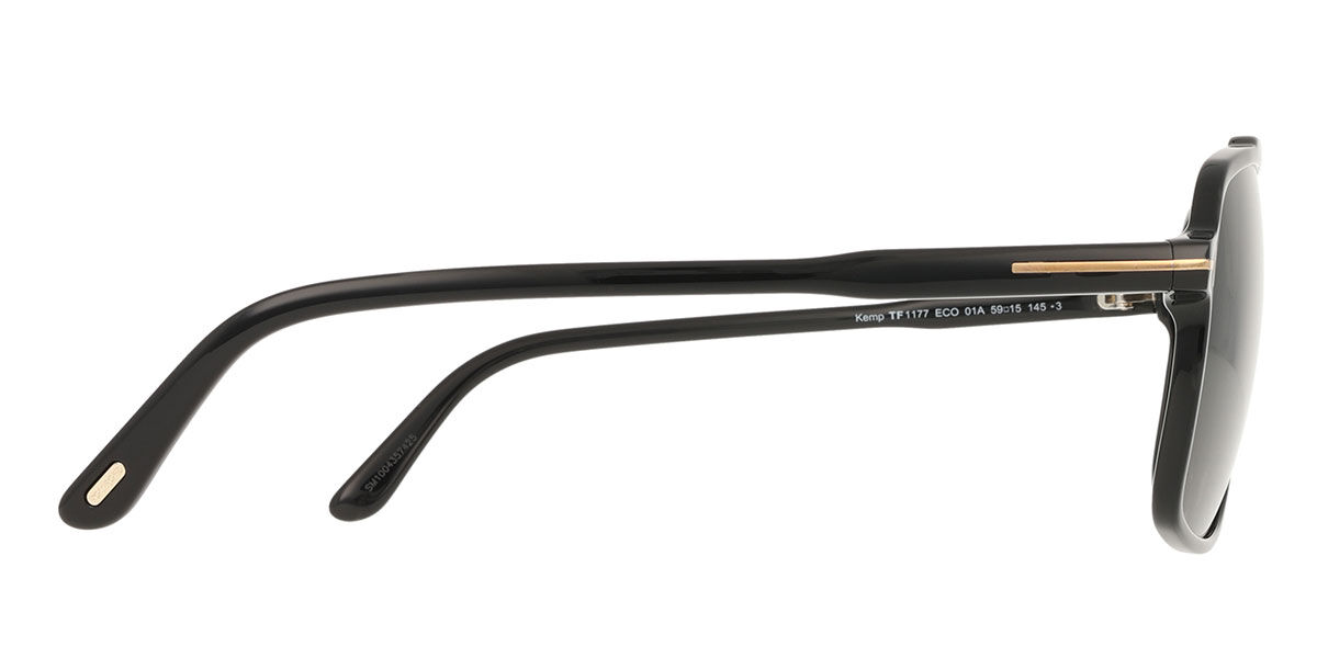 Tom Ford FT1177 KEMP 01A Pilot Shiny Black Sunglasses