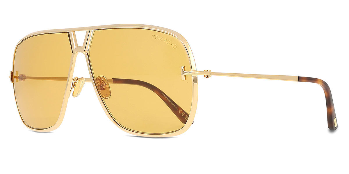 Tom Ford FT1204 STAVROS 30E Pilot Shiny Deep Gold Sunglasses